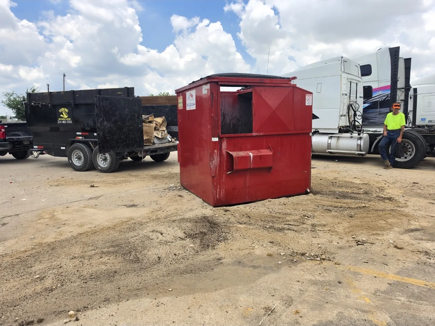 Dumpster pad swept and clear