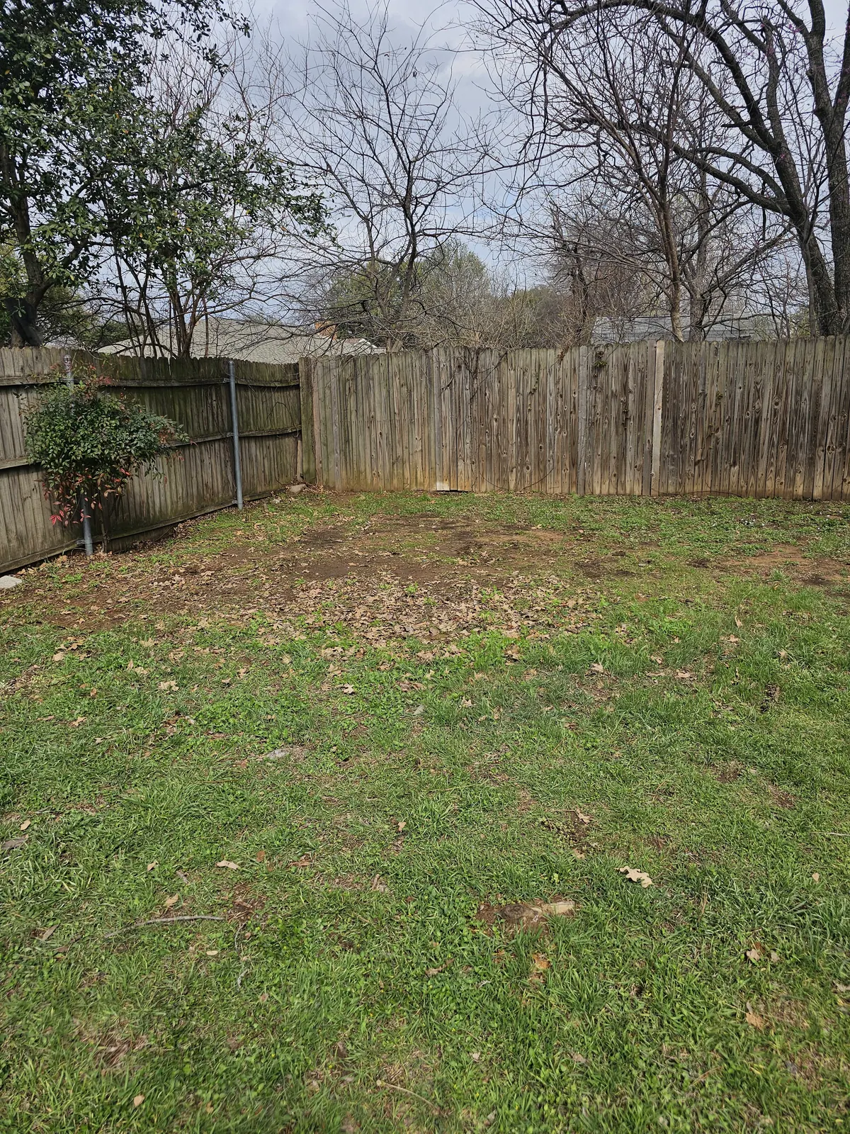 Empty lawn after trampoline removal